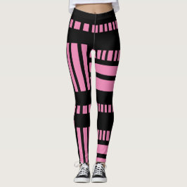 Streifen.Schwarz-weiß 01 Rosa BG Leggings