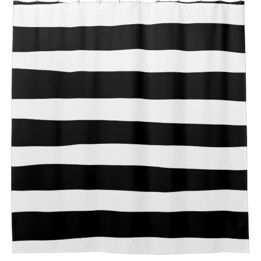 Streifen - Schwarz/Weiß Duschvorhang (Vorderseite)