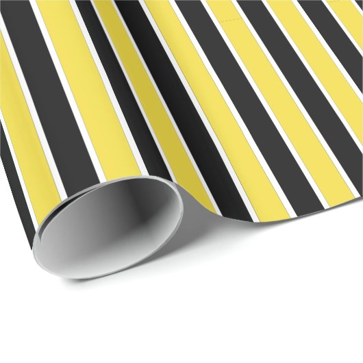 Streifen schwarz, weiß und gelb geschenkpapier (Rolleneckpunkt)