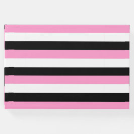 Streifen schwarz, weiß und rosa gästebuch