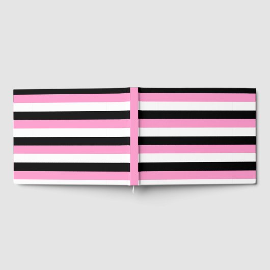 Streifen schwarz, weiß und rosa gästebuch (Voll)