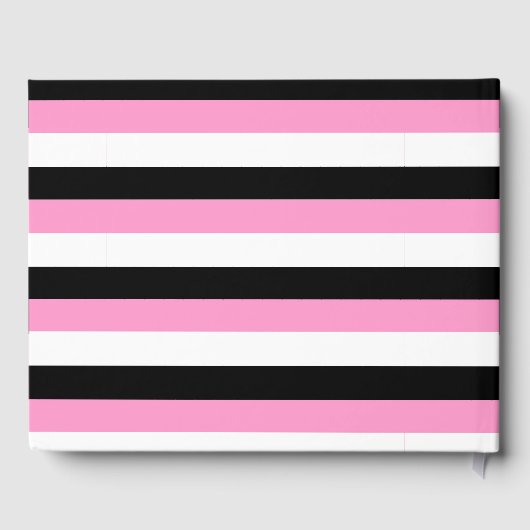 Streifen schwarz, weiß und rosa gästebuch (Rückseite)
