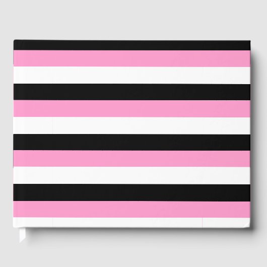 Streifen schwarz, weiß und rosa gästebuch (Vorderseite)
