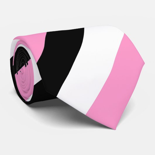 Streifen schwarz, weiß und rosa krawatte (Gerollt)