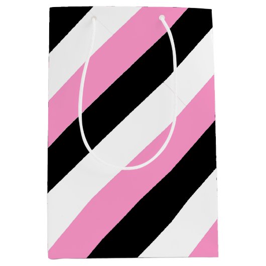 Streifen schwarz, weiß und rosa mittlere geschenktüte (Vorderseite)