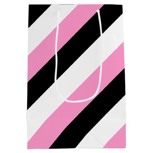 Streifen schwarz, weiß und rosa mittlere geschenktüte (Rückseite)