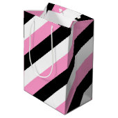Streifen schwarz, weiß und rosa mittlere geschenktüte (Rückseite Schrägansicht)