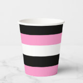 Streifen schwarz, weiß und rosa pappbecher (Vorderseite)
