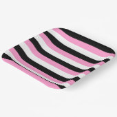 Streifen schwarz, weiß und rosa pappteller (Gewinkelt)