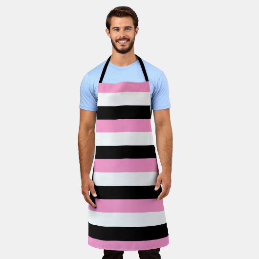 Streifen schwarz, weiß und rosa schürze (Getragen)