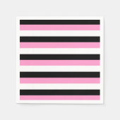 Streifen schwarz, weiß und rosa serviette (Vorderseite)