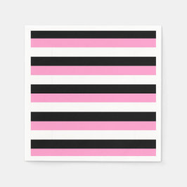 Streifen schwarz, weiß und rosa serviette
