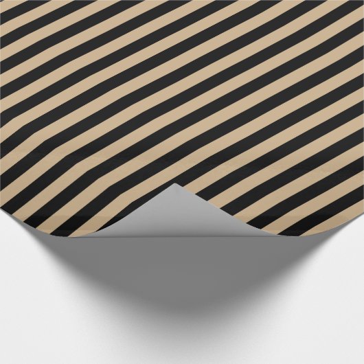 Streifen - Schwarzes und TAN Geschenkpapier (Ecke)