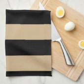 Streifen - Schwarzes und TAN Küchentuch (Viertel Falte)