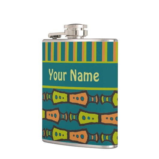 Streifen, Stammmuster, Aquamarin: Stilvolle Hip Fl Flachmann (Links)