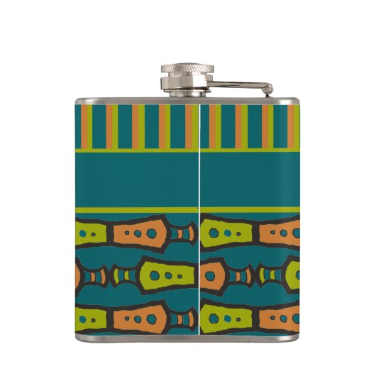 Streifen, Stammmuster, Aquamarin: Stilvolle Hip Fl Flachmann (Rückseite)