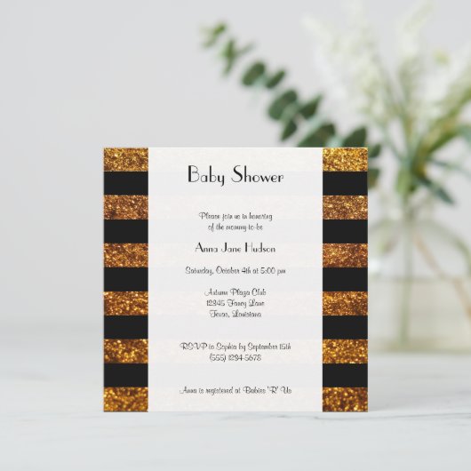 Streifen, Streifen, Linien, Babydusche Einladung (Stehend Vorderseite)