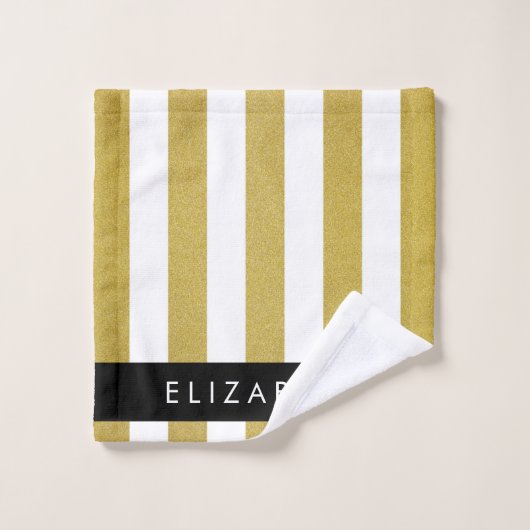 Streifen, Streifen, Linien, Ihr Name Badhandtuch Set (Waschlappen)