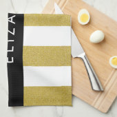 Streifen, Streifen, Linien, Ihr Name Geschirrtuch (Viertel Falte)