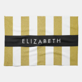 Streifen, Streifen, Linien, Ihr Name Geschirrtuch (Horizontal)