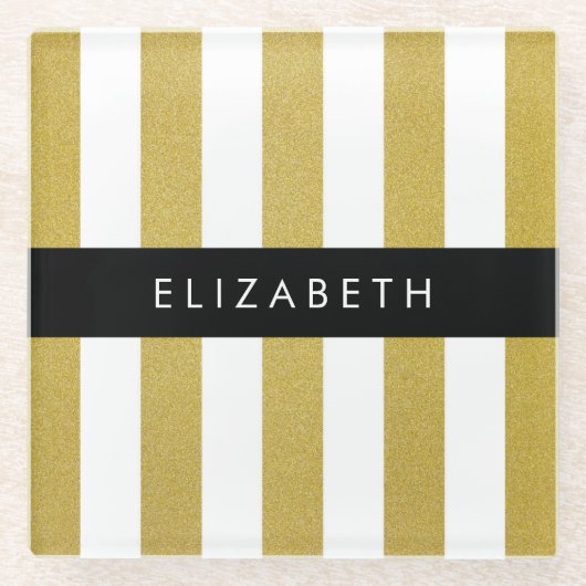 Streifen, Streifen, Linien, Ihr Name Glasuntersetzer (Vorderseite)