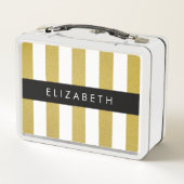 Streifen, Streifen, Linien, Ihr Name Metall Brotdose (Rückseite)
