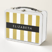 Streifen, Streifen, Linien, Ihr Name Metall Brotdose (Vorderseite)