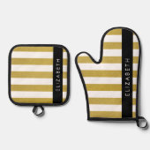 Streifen, Streifen, Linien, Ihr Name Ofenhandschuh & Topflappen-Set (Vorderseite)