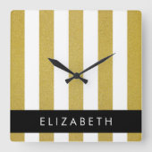 Streifen, Streifen, Linien, Ihr Name Quadratische Wanduhr (Vorderseite)