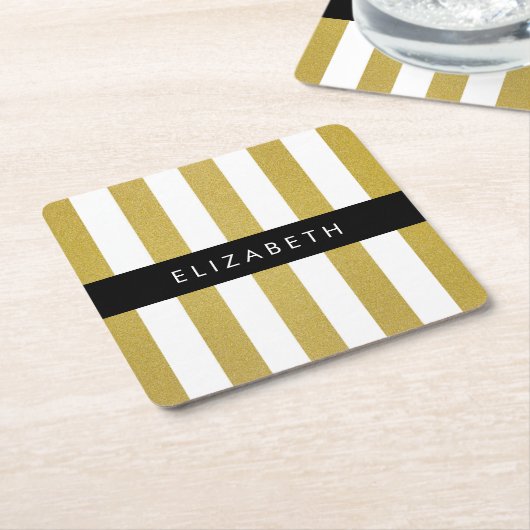 Streifen, Streifen, Linien, Ihr Name Rechteckiger Pappuntersetzer (angewinkelt)