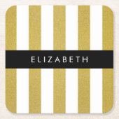 Streifen, Streifen, Linien, Ihr Name Rechteckiger Pappuntersetzer (Vorderseite)