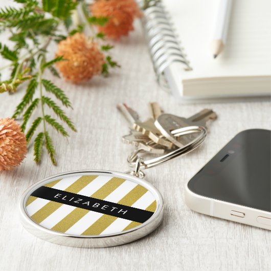 Streifen, Streifen, Linien, Ihr Name Schlüsselanhänger (Seite)