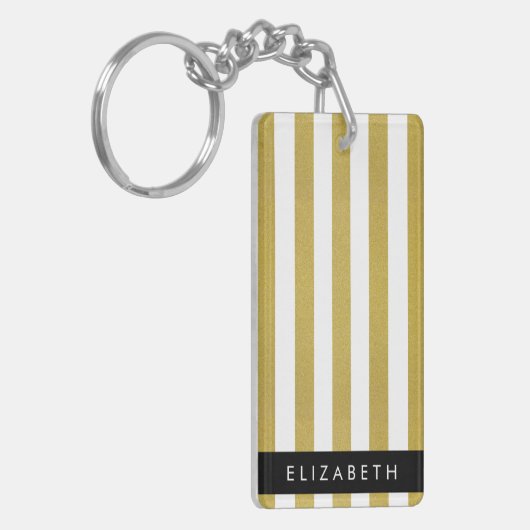 Streifen, Streifen, Linien, Ihr Name Schlüsselanhänger (Vorderseite links)