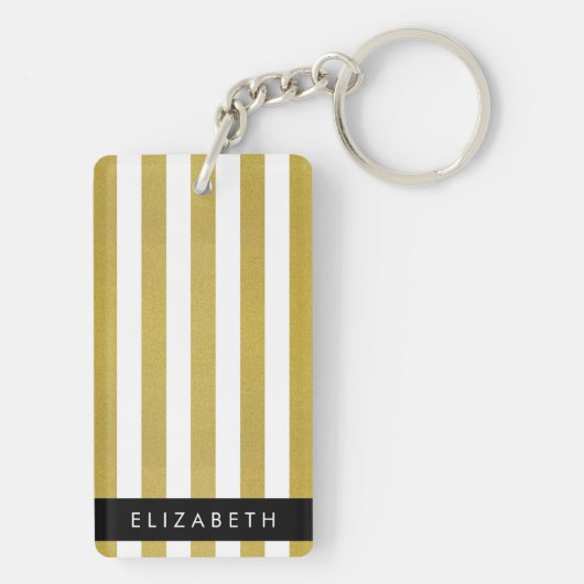Streifen, Streifen, Linien, Ihr Name Schlüsselanhänger (Rückseite)
