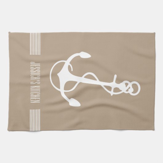 Streifen und Anker für Wasserfahrzeuge, weiß und t Küchentuch (Horizontal)