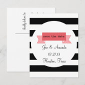 Streifen und Banner Save the Date Postkarte (Vorne/Hinten)