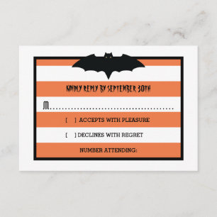 Streifen und Becken   Orange Halloween Wedding RSV RSVP Karte