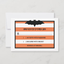 Streifen und Becken | Orange Halloween Wedding RSV RSVP Karte
