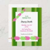 Streifen und Blätter zum Geburtstag Einladung (Vorne/Hinten)