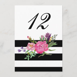 Streifen und Blume Hochzeitsempfang Tischnummer