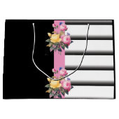 Streifen und Blumendruck Große Geschenktüte (Vorderseite)