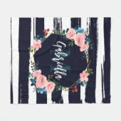 Streifen und Blumenrahmen, Monogramm Fleecedecke (Vorderseite (Horizontal))
