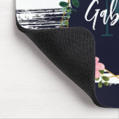 Streifen und Blumenrahmen, Monogramm Mousepad (Ecke)