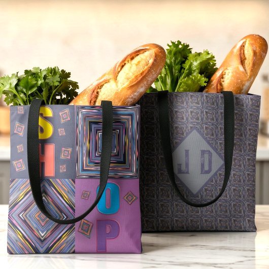 Streifen und Diamanten Farbige Monogramm Tasche