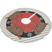 Streifen und Dots-Rentier-Holiday-Treppenhaus Polyester Weihnachtsbaumdecke (Schrägansicht)
