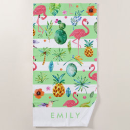 Streifen und farbenfrohe tropische Muster Strandtuch