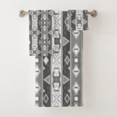 Streifen und geometrische Formen, grau, weiß Badhandtuch Set (Insitu)