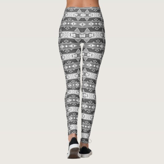 Streifen und geometrische Formen, grau, weiß Leggings (Rückseite)