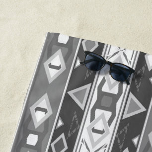 Streifen und geometrische Formen, grau, weiß Strandtuch