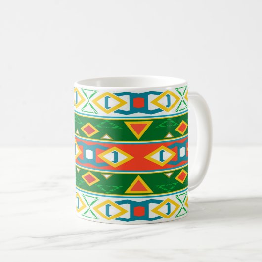 Streifen und geometrische Formen, grün orange, wei Kaffeetasse (VorderseiteRechts)
